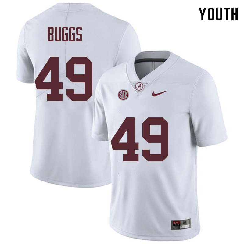 Alabama Crimson Tide Youth Isaiah Buggs #49 White NCAA Nike Authentic Stitched College Football Jersey FO16J78GJ